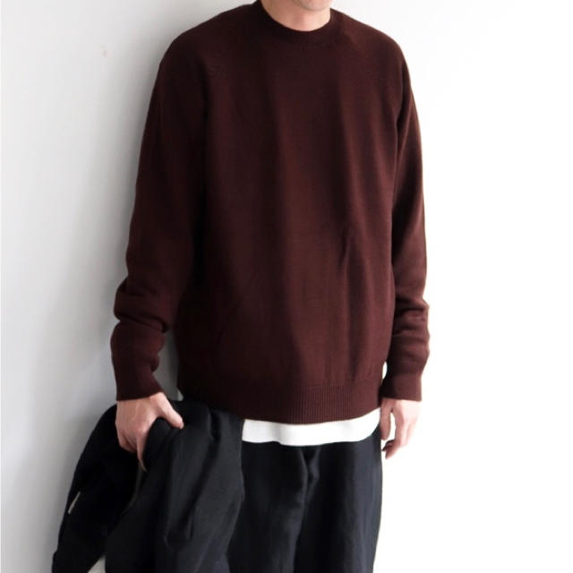 BATONER　AGING WOOL RAGLAN SLEEVE CREW