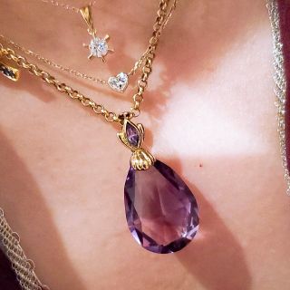 K 大粒 アメジスト ネックレス トップ K 金  美しいの通販 by