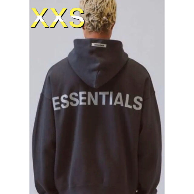 FEAR OF GOD(フィアオブゴッド)のFOG Essentials エッセンシャルズパーカー　ブラック×シルバーXXS メンズのトップス(パーカー)の商品写真