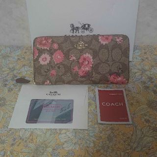 コーチ(COACH)のコーチ 花柄 シグネチャー ラウンドファスナー 長財布(財布)