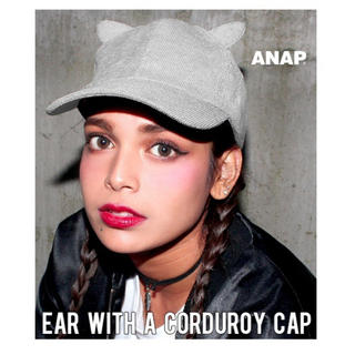 アナップ(ANAP)のANAP キャップ　耳付き　コーデュロイ　帽子　グレー(キャップ)