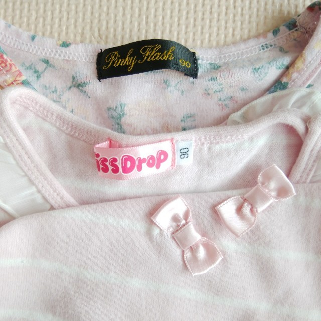 BeBe(ベベ)のべべ　kissdrop　pinky flash 90　ティシャツ　セット　女の子 キッズ/ベビー/マタニティのキッズ服女の子用(90cm~)(Tシャツ/カットソー)の商品写真