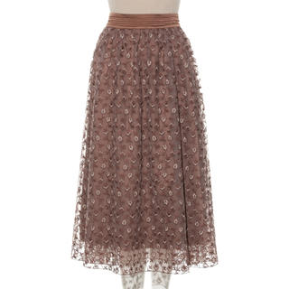 リリーブラウン(Lily Brown)のリリーブラウン 花刺繍チュールスカート(ひざ丈スカート)