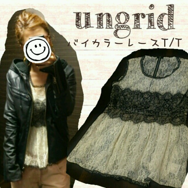 Ungrid(アングリッド)の◆ungrid◆バイカラーレースT/T レディースのトップス(シャツ/ブラウス(半袖/袖なし))の商品写真