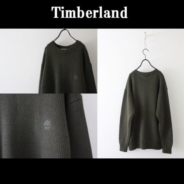 Timberland(ティンバーランド)のティンバーランド　ニット　セーター　ワンポイント　ダークグリーン系 メンズのトップス(ニット/セーター)の商品写真