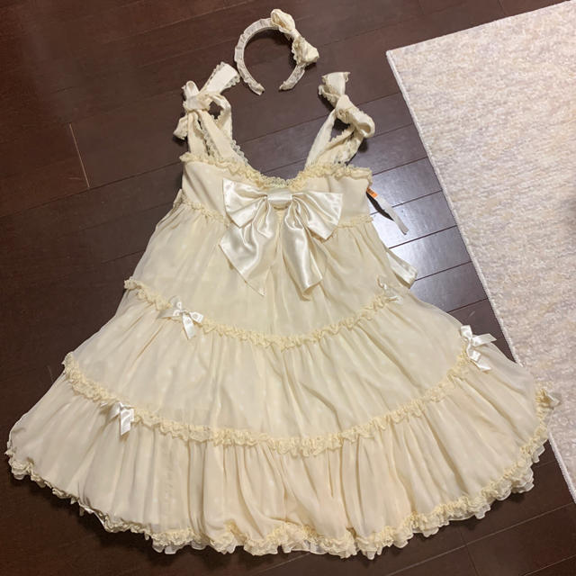 Angelic Pretty ドットシフォンワンピース イエローレディース