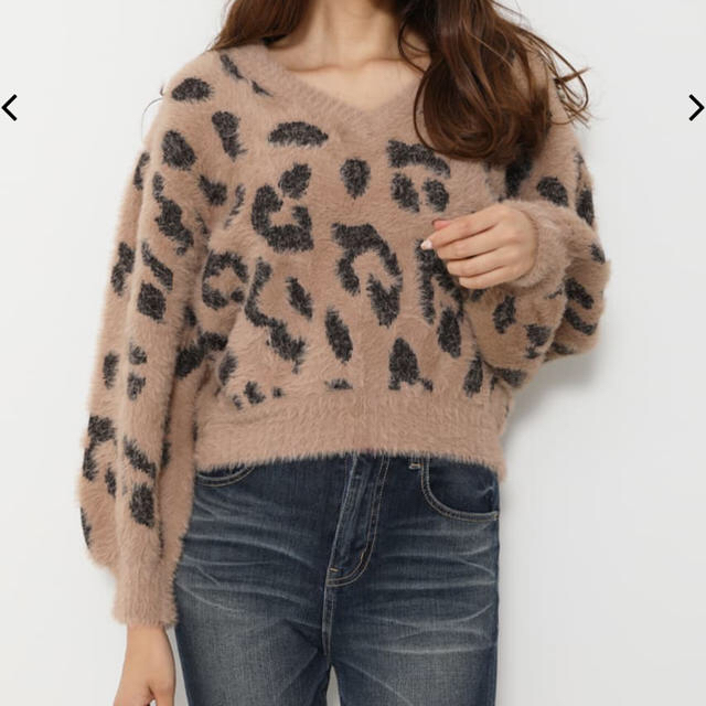 rienda(リエンダ)のrienda♡Leopard Shaggy Vneck TOP レディースのトップス(ニット/セーター)の商品写真