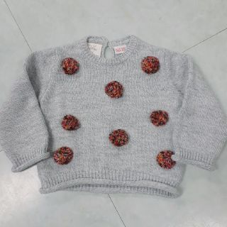 ザラキッズ(ZARA KIDS)のzara baby＊ﾎﾟﾝﾎﾟﾝ付きﾆｯﾄ9-12mﾌﾞﾙｰｸﾞﾚｰ(ニット/セーター)