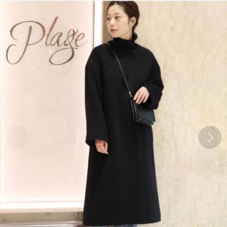 プラージュ(Plage)の2018 AW plage アルパカシャギーコート　ブラック　36(ロングコート)