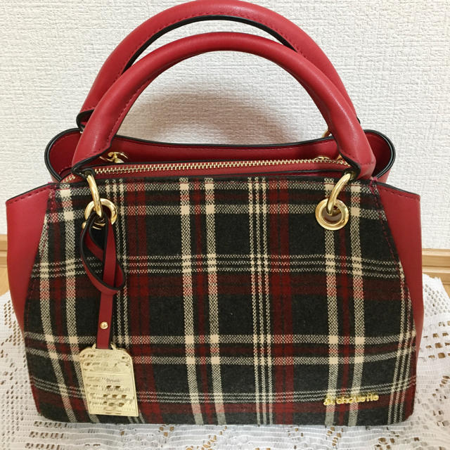 Samantha Thavasa(サマンサタバサ)の新品 &chouette ショルダーハンドバッグ  チェック サマンサ レッド レディースのバッグ(ショルダーバッグ)の商品写真