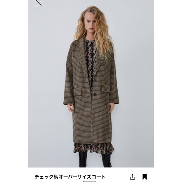 ZARA(ザラ)のZARA チェックコート レディースのジャケット/アウター(ロングコート)の商品写真