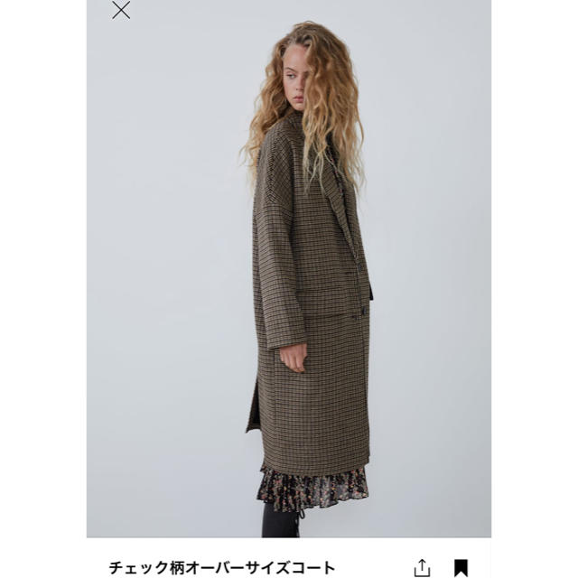 ZARA(ザラ)のZARA チェックコート レディースのジャケット/アウター(ロングコート)の商品写真