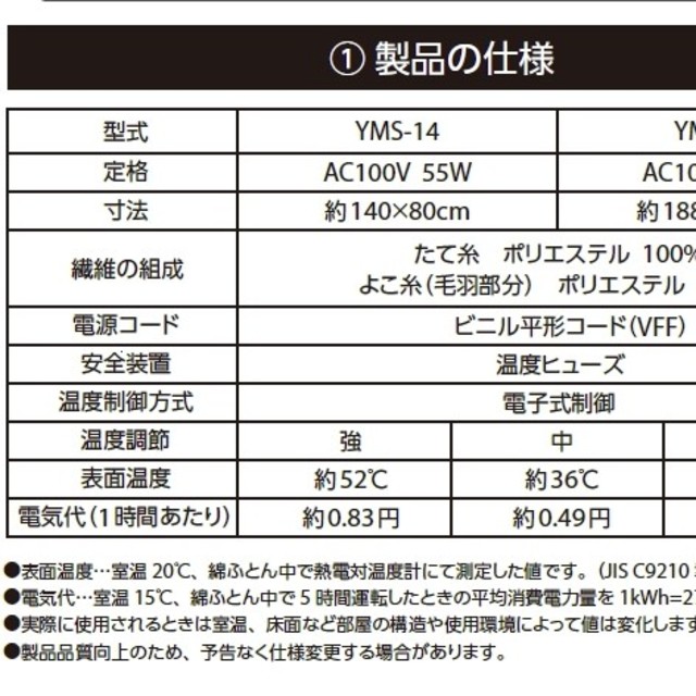 山善(ヤマゼン)の【新品・未使用】電気しき毛布　山善 スマホ/家電/カメラの冷暖房/空調(電気毛布)の商品写真