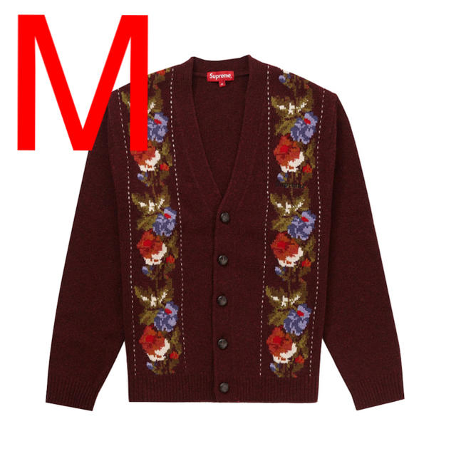 Supreme Floral Stripe Cardigan Red Mサイズ