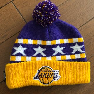 アディダス(adidas)のレイカーズ NBA ベビー ニット帽　美品(帽子)