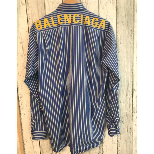 BALENCIAGA バレンシアガ ストライプ バックロゴ シャツ 美品メンズ