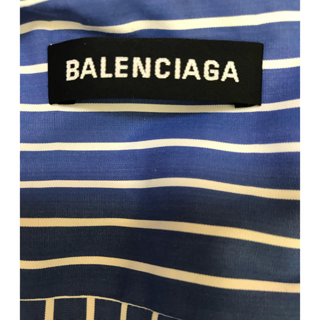 Balenciaga(バレンシアガ)のBALENCIAGA バレンシアガ ストライプ バックロゴ シャツ 美中古品 メンズのトップス(シャツ)の商品写真