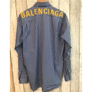 バレンシアガ(Balenciaga)のBALENCIAGA バレンシアガ ストライプ バックロゴ シャツ 美中古品(シャツ)