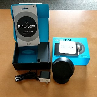エコー(ECHO)の【Amazon echo spotセット】 本体＋箱＋スタンド＋保護シート付(その他)