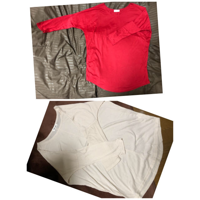 長袖Tシャツ RED&Cream色の通販 by sihon's shop｜ラクマ