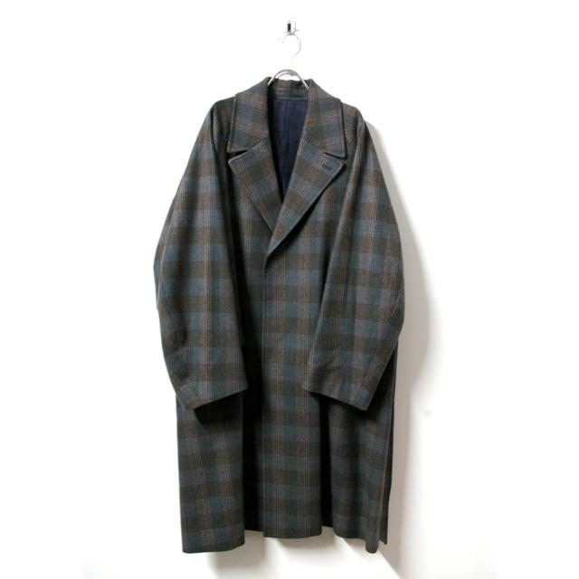 URU 19AW WOOL CHECK BELTED COAT Gray