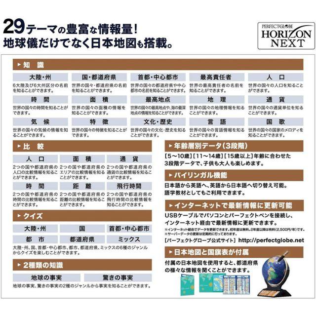 ドウシシャ(ドウシシャ)の最新型ドウシシャしゃべる地球儀 パーフェクトグローブ HORIZON NEXT  キッズ/ベビー/マタニティのおもちゃ(知育玩具)の商品写真