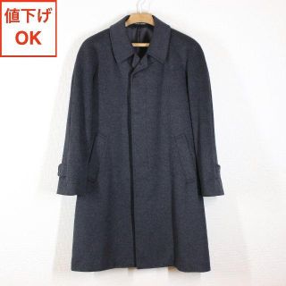 35 カシミヤ100％ コート 96 A5 メンズ M グレー tqe ★美品★