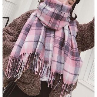 カシミア100％”New19FW☆Tartan-check”ラベンダーピンク(ストール/パシュミナ)