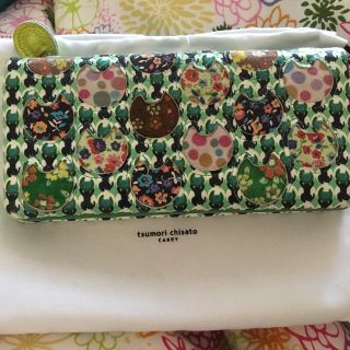 ツモリチサト(TSUMORI CHISATO)のツモリチサト☆長財布 猫花柄☆グリーン(財布)