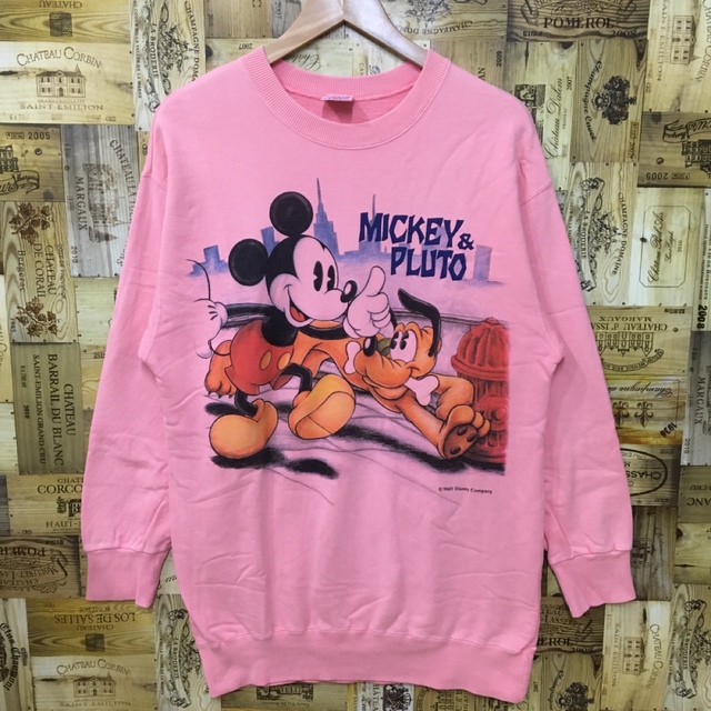 Disney ディズニー ユニセックス スウェット トレーナー ミッキー プルート 薄ピンクの通販 By しゅわっち S Shop ディズニーならラクマ