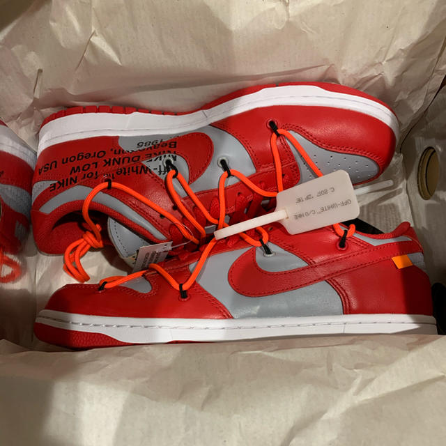 NIKE OFF-WHITE DUNK LOW RED 27cm 即発送可能