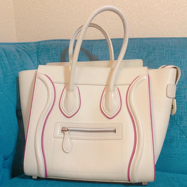 芸能人愛用 celine ホワイト ピンク マイクロ ラゲージ セリーヌ