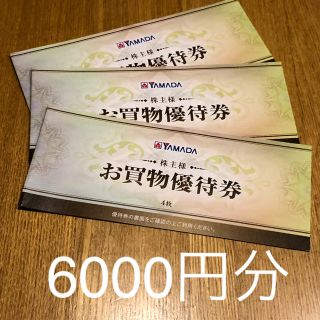 ヤマダ電機　お買い物優待券　6000円分(ショッピング)