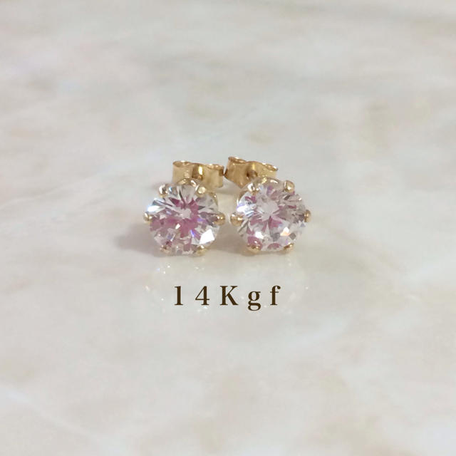 ete(エテ)の14kgf／K14gf 一粒ダイヤCZピアス／一粒ダイヤピアス 3ミリ レディースのアクセサリー(ピアス)の商品写真