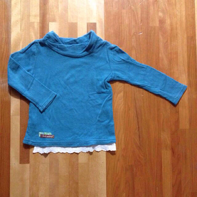 F.O.KIDS(エフオーキッズ)の子供服☆ブルーの長袖ハイネック（95） キッズ/ベビー/マタニティのキッズ服女の子用(90cm~)(Tシャツ/カットソー)の商品写真