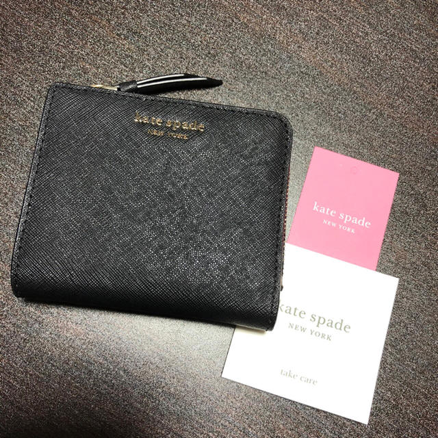 katespade ケイトスペード 財布 黒 二つ折り財布 コンパクトウォレット