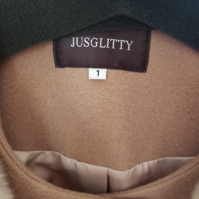 ♡JUSGLITTY♡ラビットファー スヌード付き キャメルコート