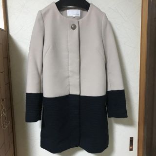 アバハウス(ABAHOUSE)の【美品・冬物セール】大人綺麗ツートンノーカラーコート(ロングコート)