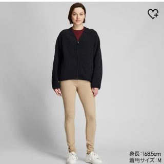 ユニクロ(UNIQLO)の今季★ボアフリースVネックフルジップカーディガン★XXLサイズ★ブラック★美品(カーディガン)