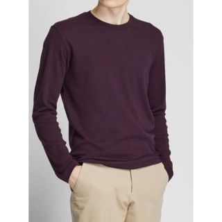 ユニクロ(UNIQLO)のユニクロ　長袖　トップス　メンズ　レディース  紫　S 2019(Tシャツ/カットソー(七分/長袖))