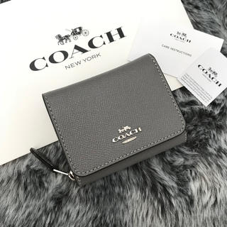 コーチ(COACH)の新品☆COACH(コーチ)  グレー レザー 折り財布(財布)