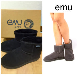 エミュー(EMU)のemu☆ショートムートン ブラック(ブーツ)