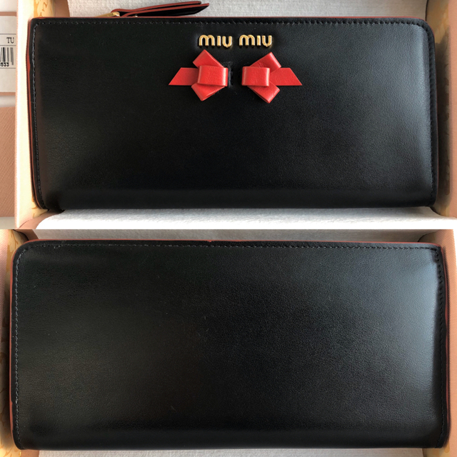 miumiu(ミュウミュウ)の専用 新品miumiu(ミュウミュウ)カーフレザーリボン L字型長財布 レディースのファッション小物(財布)の商品写真