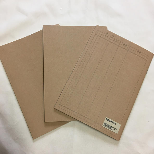 MUJI (無印良品)(ムジルシリョウヒン)の【新品】無印　無地ノート2冊＋家計簿用ノート1冊セット インテリア/住まい/日用品の文房具(ノート/メモ帳/ふせん)の商品写真