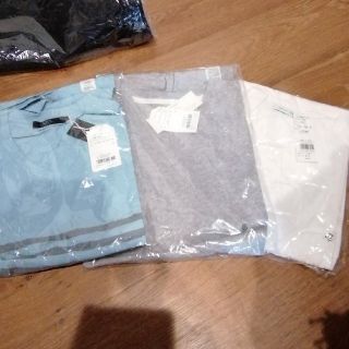 アズールバイマウジー(AZUL by moussy)のアズールバイマウジー　L  Tシャツ３枚セット　無地　柄　白　グレー　ブルー(Tシャツ/カットソー(半袖/袖なし))