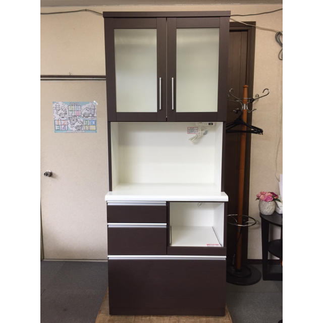 ニトリ】キッチンボード 食器棚 BELIZE-80KB-DBR 2A-001-