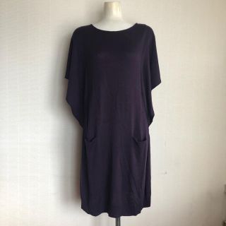 アンタイトル(UNTITLED)の美品 Untitled アンタイトル ニットワンピース 紫 ドレープ袖 M(ひざ丈ワンピース)