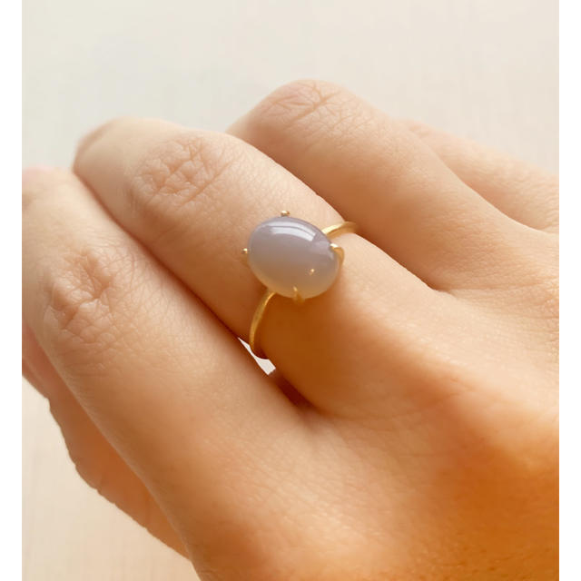 天然石 グレーオニキス AAA 爪留めリング 指輪 ハンドメイドのアクセサリー(リング)の商品写真