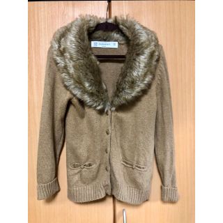 ザラ(ZARA)のザラ☆ファー付きニットカーディガン☆M(カーディガン)