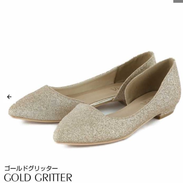 Sサイズ ぺたんこパンプス ゴールドグリッター レディースの靴/シューズ(ハイヒール/パンプス)の商品写真